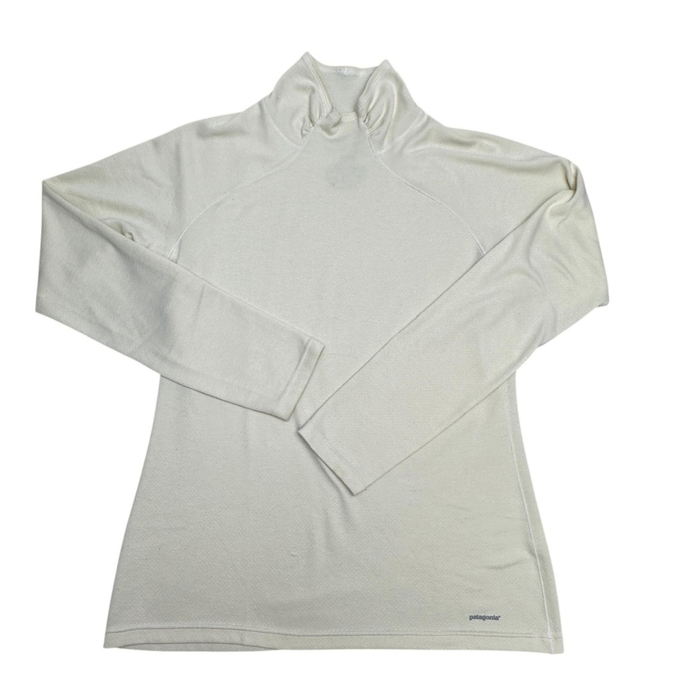 Patagonia Shirt Womens Small White Capilene 3 Midweight Mock Neck Baselayer